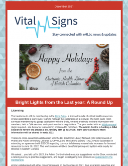 Cover of the Vital Signs newsletter